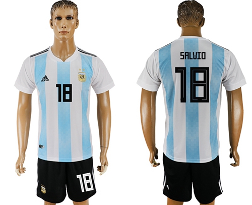 Argentina #18 Salvio Home Soccer Country Jersey